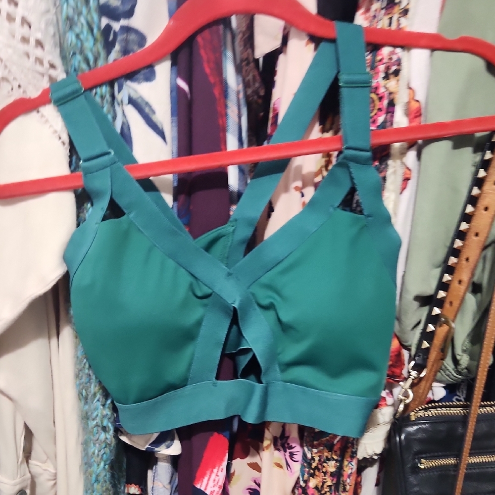 BuffBunny Teal Cross-Strap Bra